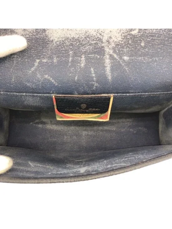 Gucci Vintage Sherry Line Navy GG Supreme Canvas Leather Clutch - Picture 8 of 9